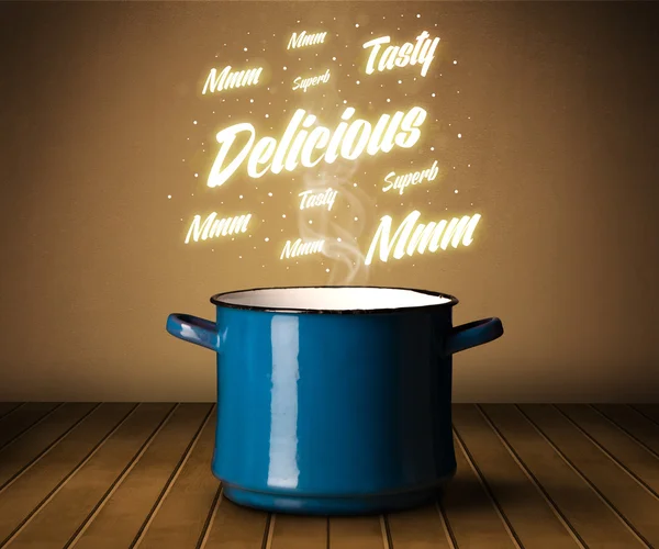 Bright comments above cooking pot — Stock Photo, Image