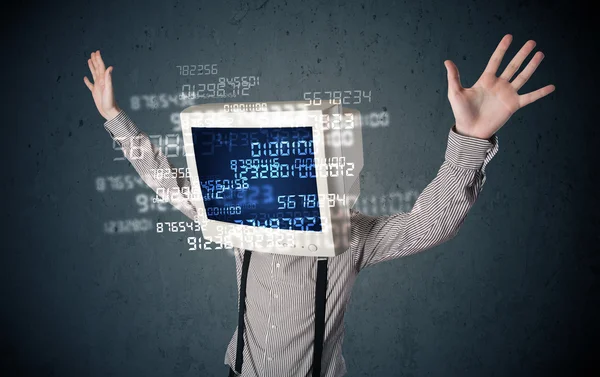 Human cyber monitor pc calculating computer data concept — Stock Photo, Image