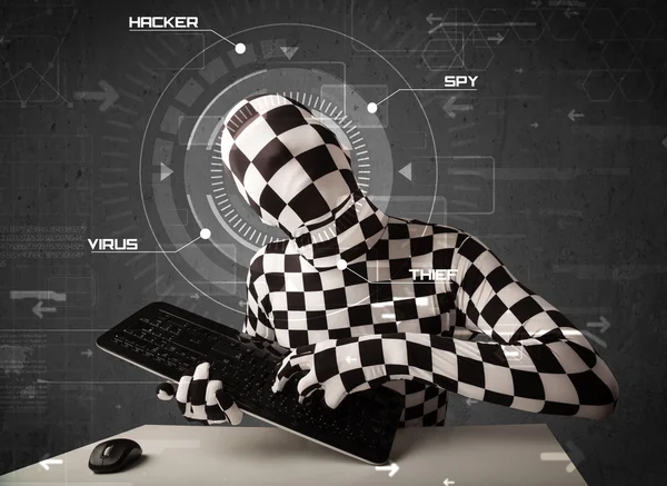 Hacker senza identità in futuristico ambiente hacking persona — Foto Stock