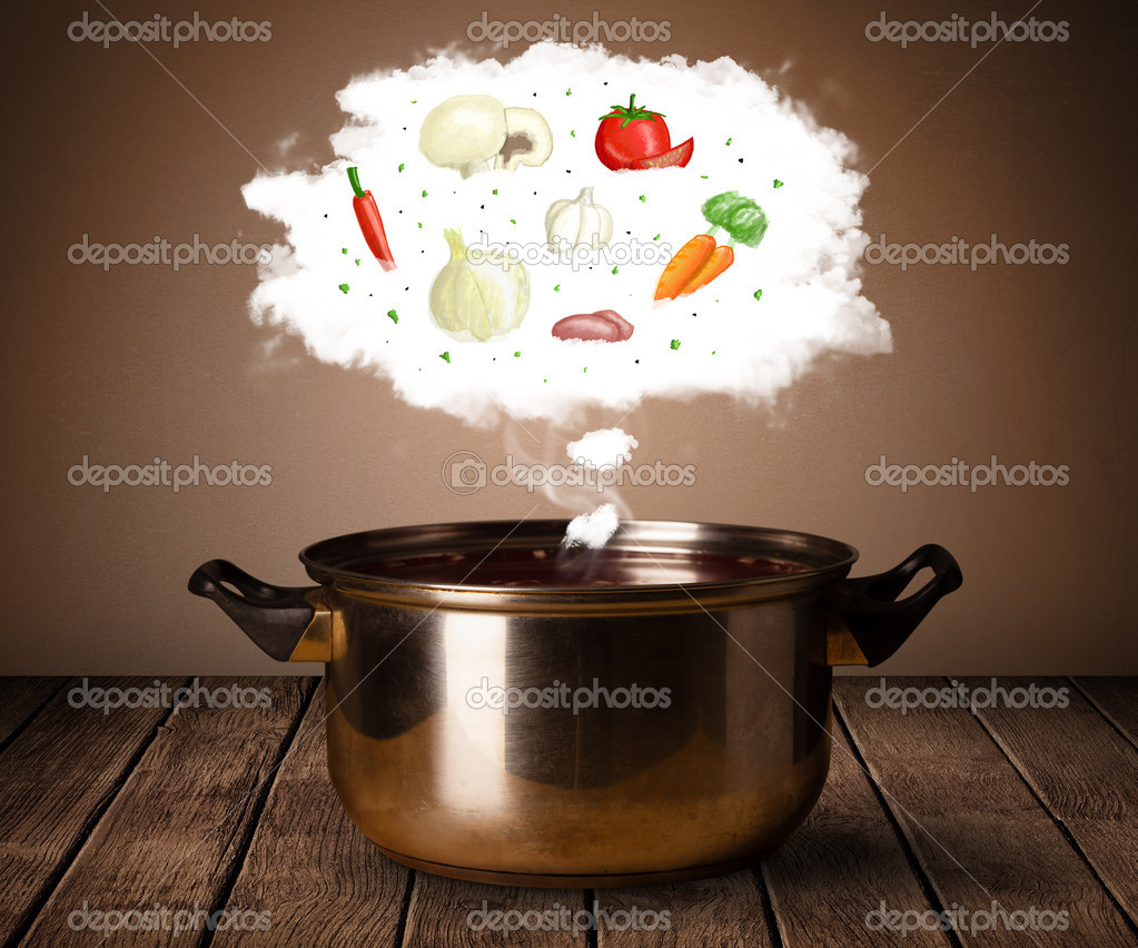 Vegetables in vapor cloud