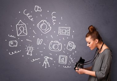 fotoğrafçı kız çekim fotoğraf simgeler