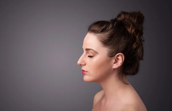 Young girl portrait thinking with copyspace — Stock Photo, Image