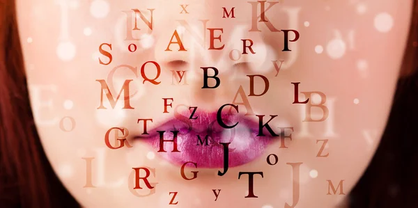 Beautiful girl lips breathing fonts and characters — Stock Photo, Image