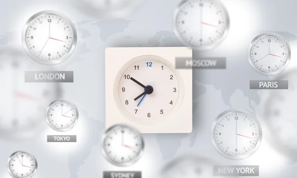 Clocks and time zones over the world concept — Stock Photo, Image