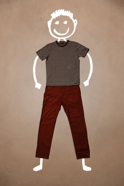 Casual clothes with hand drawn funny character — Stock Photo, Image