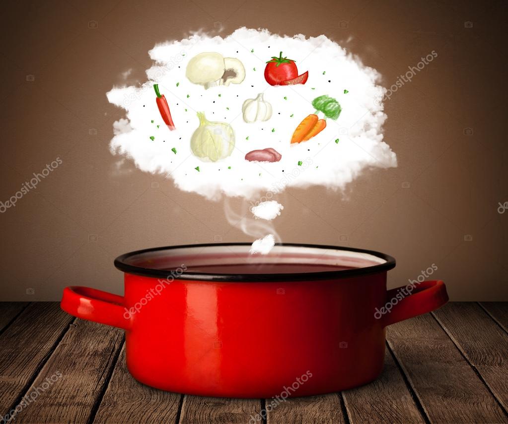 Vegetables in vapor cloud