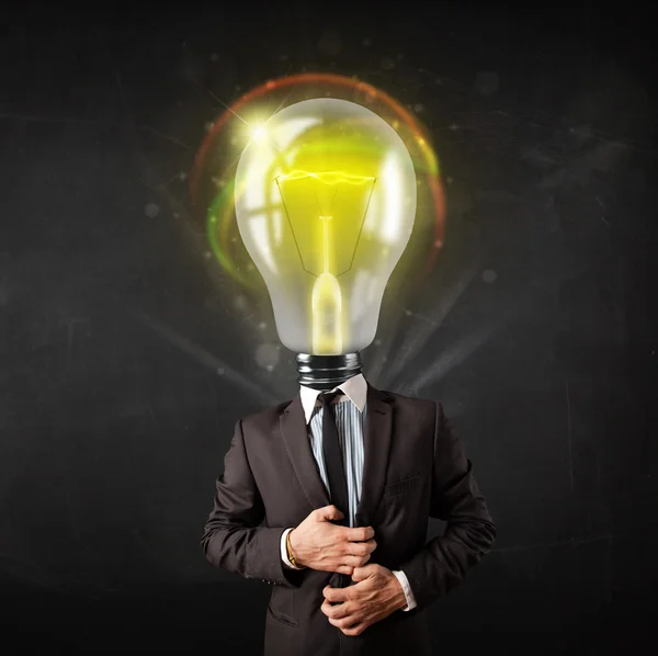 Business man with light bulb head concept — Stock Photo, Image