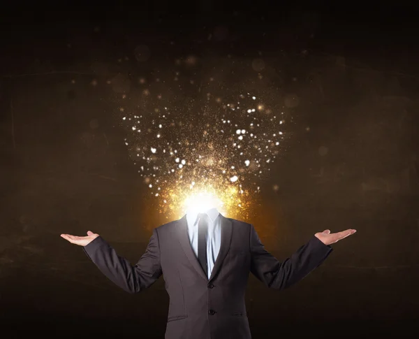 Business man with glowing exploding head — Stock Photo, Image