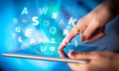 Tablet PC'de, harfler kavramı işaret parmağı