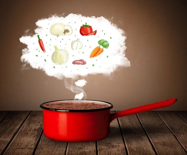 Légumes dans le nuage de vapeur — Photo
