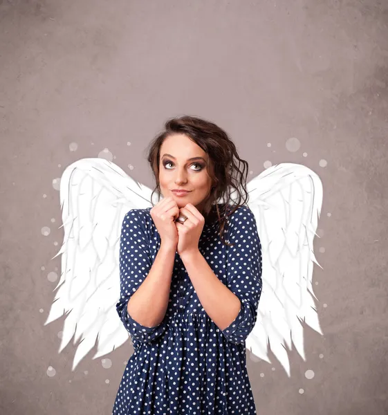 Cute person with angel illustrated wings — Stock Photo, Image