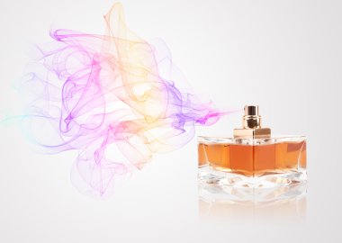 Perfume bottle spraying colored scent clipart