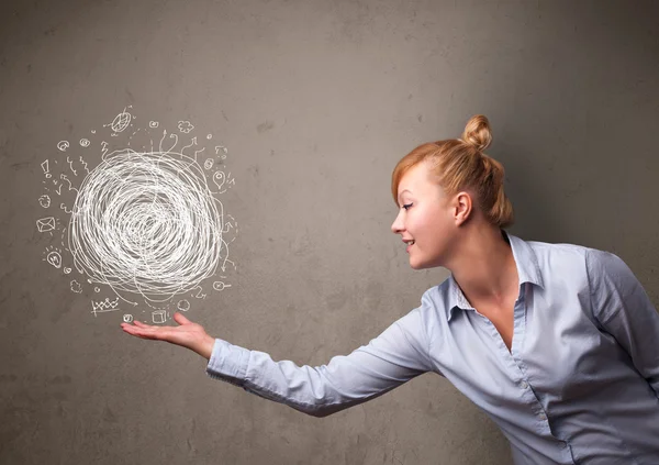 Chaos concept in the hand of a businesswoman — Stock Photo, Image