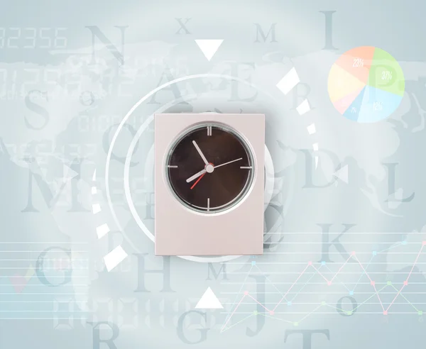 Dünya zaman ve finans iş konseptine sahip saatler — Stok fotoğraf