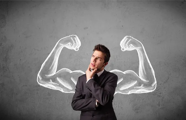 Empresário com braços musculados fortes — Fotografia de Stock