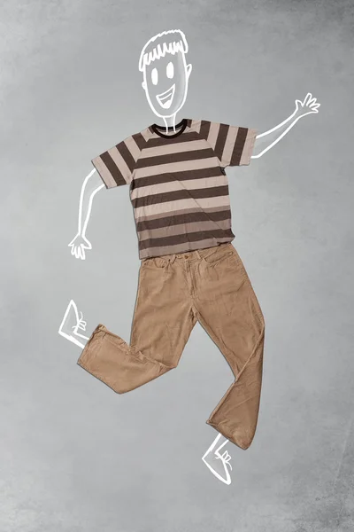 Divertido personaje dibujado a mano en ropa casual — Foto de Stock