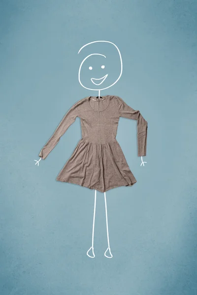 Mit Frauenzeichnung Kleidung in Aktion gesetzt — Stockfoto