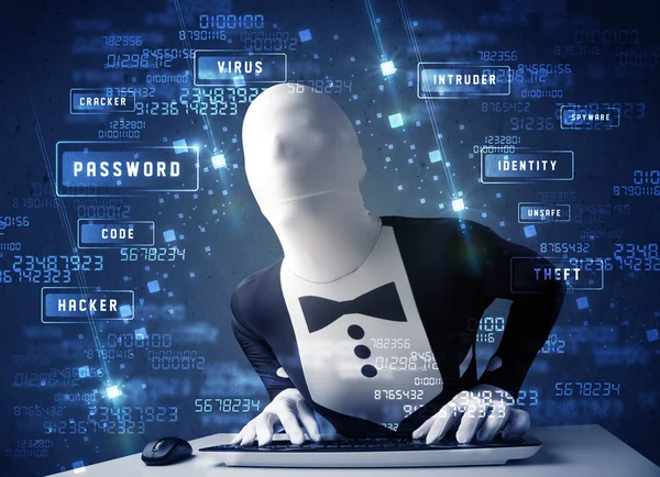 Man without identity programing in technology enviroment with cy — Stock Photo, Image