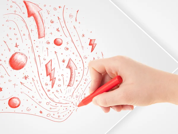 Hand drawing abstract sketches and doodles on paper — Stock Photo, Image
