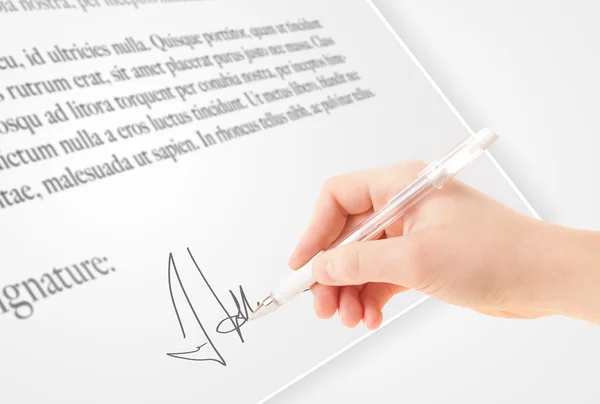 Handstil personlig underskrift på ett pappersformulär — Stockfoto