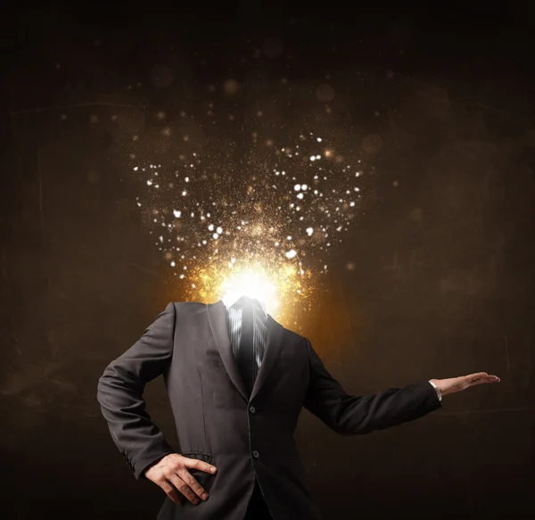 Business man with glowing exploding head — Stock Photo, Image