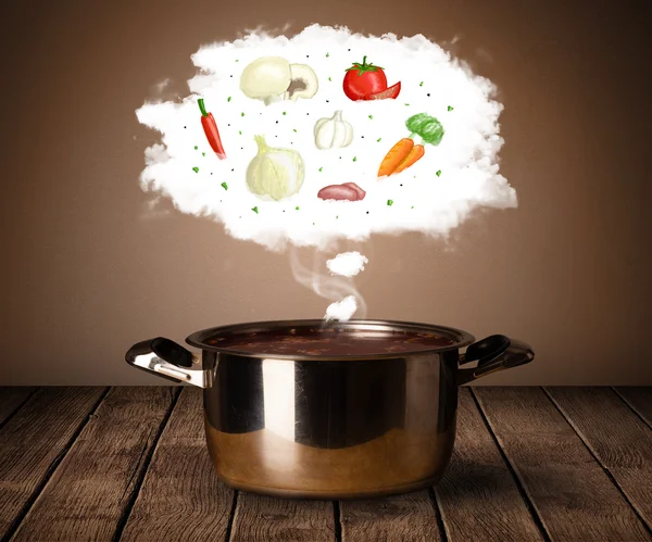 Vegetables in vapor cloud — Stock Photo, Image