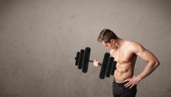 Muscular man lifting weights — Stock Photo, Image