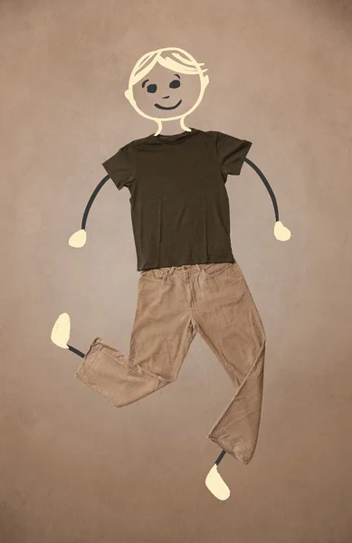 Roztomilý ručně kreslený znak v neformálním oblečení — Stock fotografie