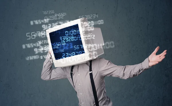 Human cyber monitor pc calculating computer data concept — Stock Photo, Image