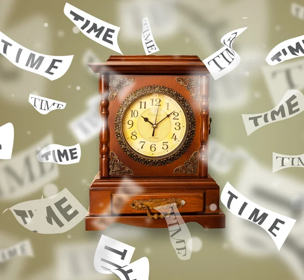 Clock and watch concept with time flying away — Stock Photo, Image
