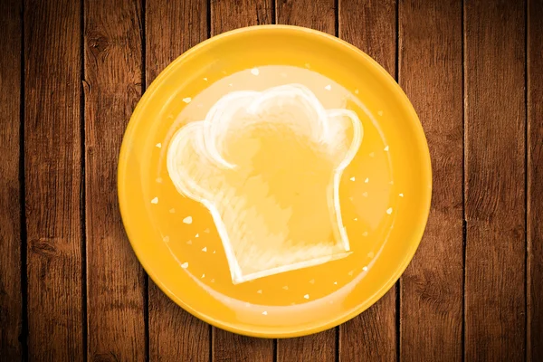 Színes lemez kézzel rajzolt fehér szakács szimbólum — Stock Fotó