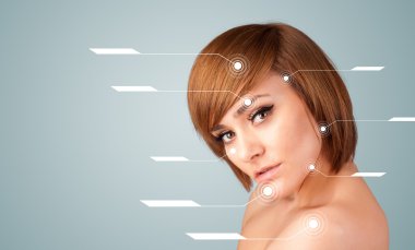 yüz tedavi modern okları ile genç seksi kız
