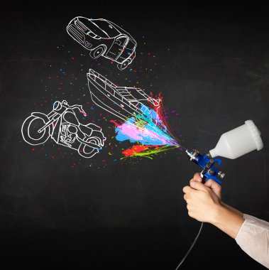 adam araba, tekne ve motosiklet airbrush sprey boya ile çizmek