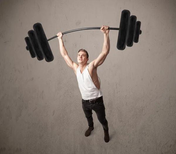 重りを持ち上げる筋肉の男 — ストック写真