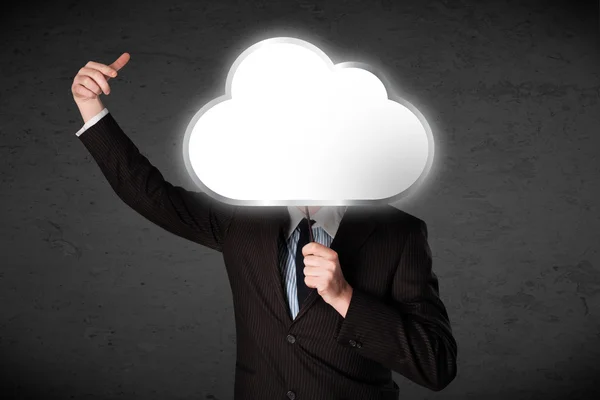 Businessman holding a cloud — Stock Photo, Image
