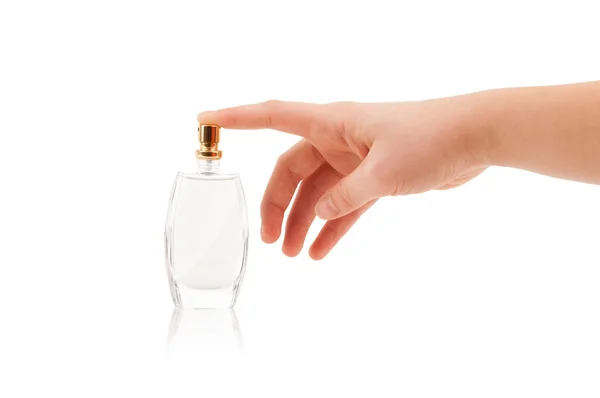 Woman hands spraying perfume — Stock Photo, Image