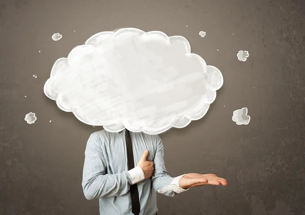 Hombre de negocios con nube blanca en su concepto de cabeza — Foto de Stock