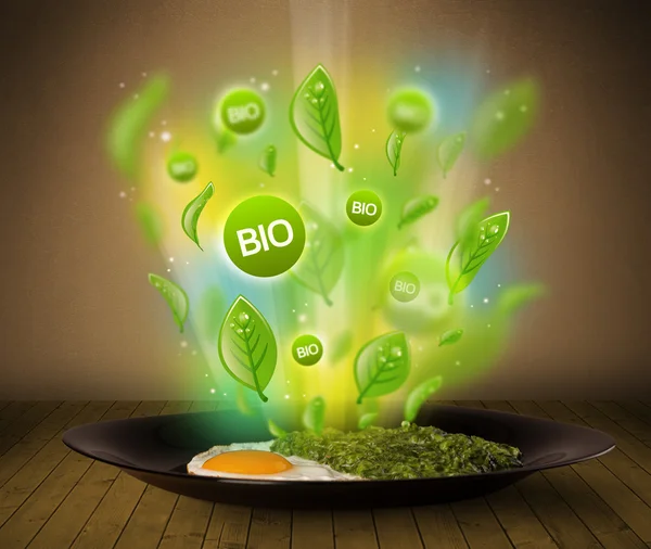 Placa bio-verde saludable de los alimentos —  Fotos de Stock
