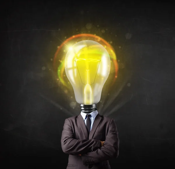 Business man with light bulb head concept — Stock Photo, Image