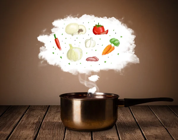 Légumes dans le nuage de vapeur — Photo