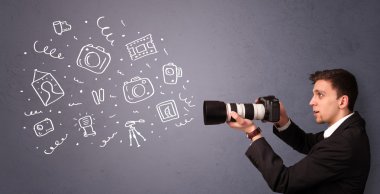 genç fotoğraf çekim fotoğraf simgeler