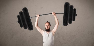 Ağırlık kaldıran komik sıska adam.