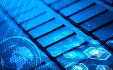 Parlayan çokluortam simgelerine sahip klavye