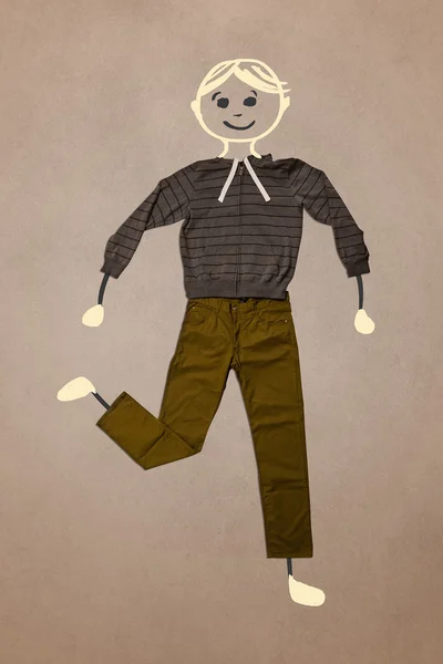Personagem desenhado mão bonito em roupas casuais — Fotografia de Stock