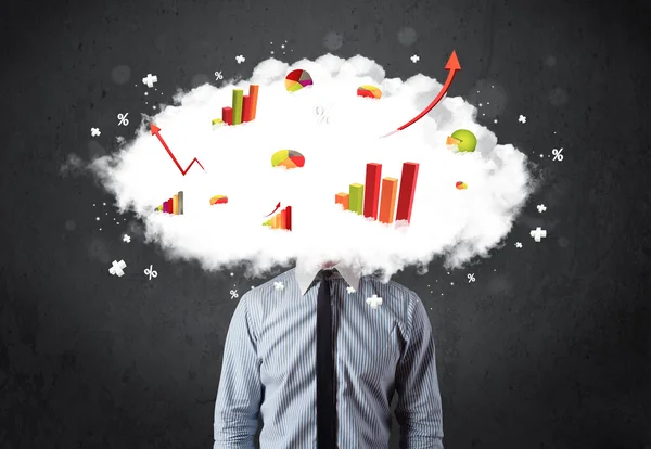 Modern business man with a graph cloud head — Stock Photo, Image