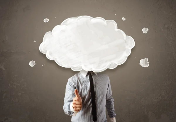 Homem de negócios com nuvem branca em seu conceito de cabeça — Fotografia de Stock