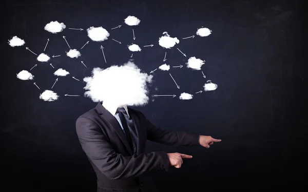 Biznes z głową sieci chmurowej — Zdjęcie stockowe