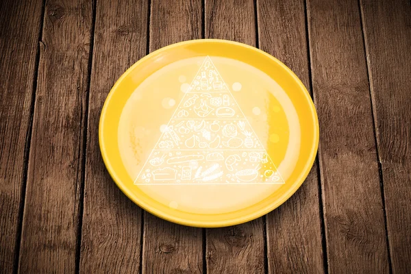 Hand drawn food pyramid on colorful dish plate — Stock Photo, Image