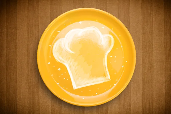 Assiette colorée avec dessin à la main blanc chef symbole — Photo