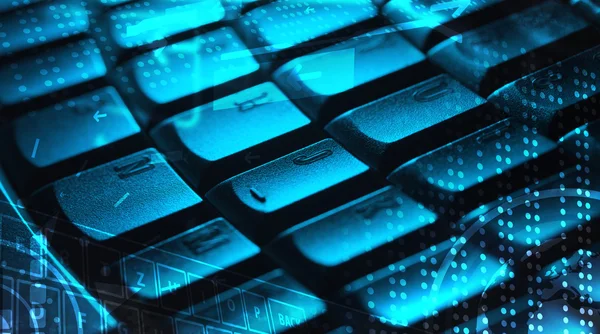 Keyboard with glowing icons — Stock Photo, Image